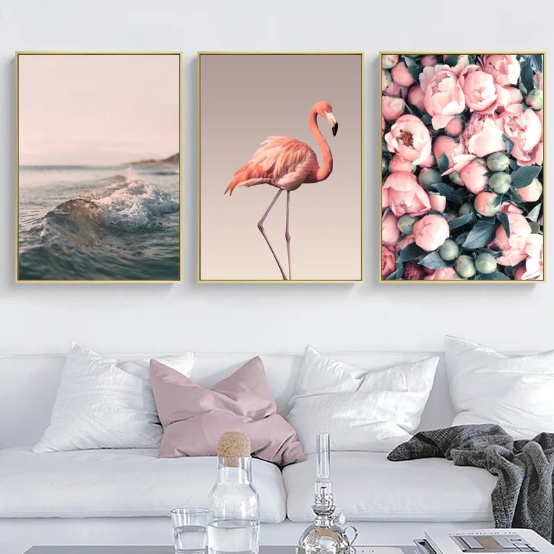 Фото Новый скандинавский стиль розовый цвет украшение для дома гостиной картина