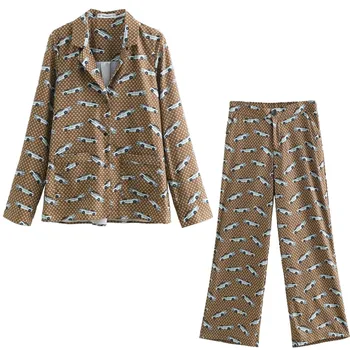 2020 European Printing Pajamas Style Blouses Top High Waist Loose Wide-Leg Pants Spring Summer Two Piece Set Women Leisure Suit
2020 European Printing Pajamas Style Blouses Top High Waist Loose Wide-Leg Pants Spring Summer Two Piece Set Women Leisure Suit