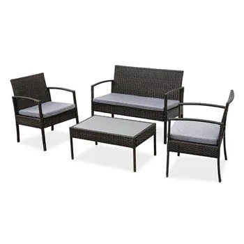 【USA warehouse】4 PCS Outdoor Patio Rattan Wicker Furniture Set with Table Sofa Cushioned Light Grey
【USA warehouse】4 PCS Outdoor Patio Rattan Wicker Furniture Set with Table Sofa Cushioned Light Grey