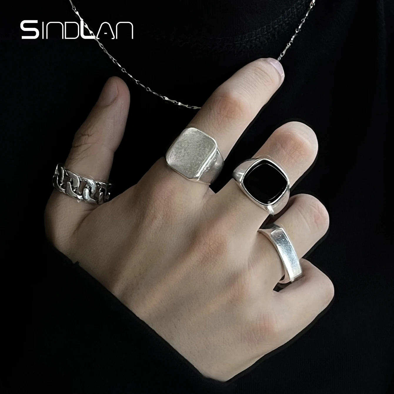 Sindlan 4Pcs Punk Silver Color Chain Rings for Men Hip Hop Vintage Geometric Set Unisex Couple ZA Emo 2021 Trend Jewelry Anillos
Sindlan 4Pcs Punk Silver Color Chain Rings for Men Hip Hop Vintage Geometric Set Unisex Couple ZA Emo 2021 Trend Jewelry Anillos