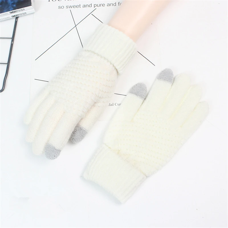 Fashion Autumn Winter Knitted Gloves Touchscreen Warm Jacquard Soft Velvet Lining Cold Weather Outdoor Women Men Couple Mitten