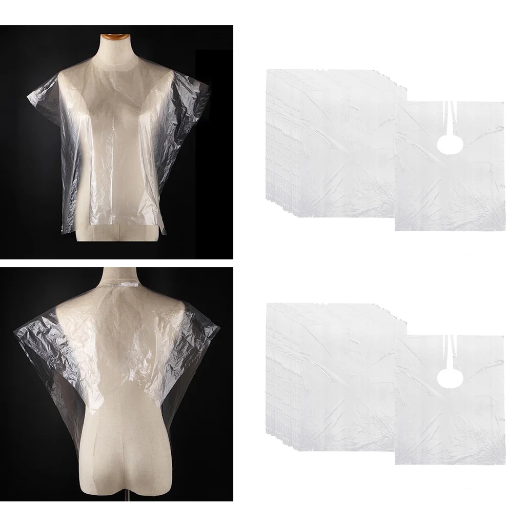 100x PE Disposable Hair Cutting Cape Gown Stylist Barber Capes Gowns Hairdressing Capes Apron Barber Caps Cloth 64x84cm 100x PE Disposable Hair Cutting Cape Gown Stylist Barber Capes Gowns Hairdressing Capes Apron Barber Caps Cloth 64x84cm