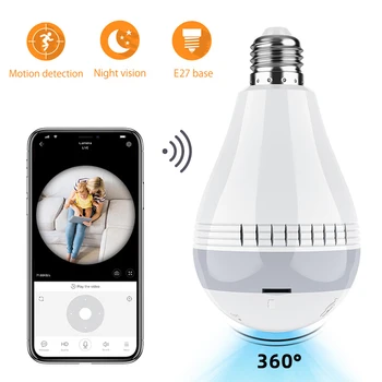 960P Smart LED Light Wireless Panoramic Fisheye HD IP Camera WiFi Bulb Lamp Home Security Camera Night Vision HD Camera
960P Smart LED Light Wireless Panoramic Fisheye HD IP Camera WiFi Bulb Lamp Home Security Camera Night Vision HD Camera
