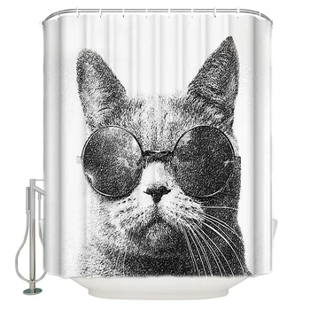 Cat With Glasses Shower Curtain Waterproof Polyester Fabric Bathroom Decor Printed with 12 Hooks 
Cat With Glasses Shower Curtain Waterproof Polyester Fabric Bathroom Decor Printed with 12 Hooks