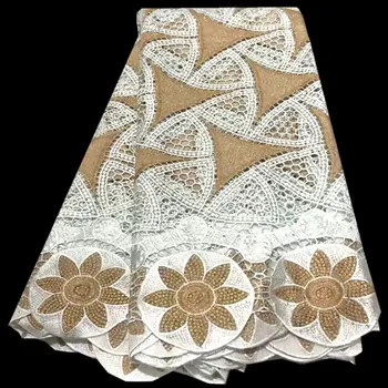 white&gold Guipure Lace Fabric 2020 Newest Nigerian Lace Fabric African French Water Soluble Cord Lace For Wedding mv615 
white&gold Guipure Lace Fabric 2020 Newest Nigerian Lace Fabric African French Water Soluble Cord Lace For Wedding mv615