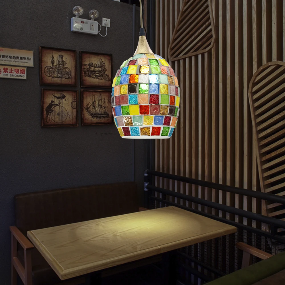 Artpad Турецкая Подвеска светильник с цветным стеклянным абажуром ручной работы