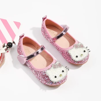 

JY Children girl Crystal Rhinestone Girls Flat Shoes Party Princess Shoes 24-35 pink sliver V8-33 GZX04