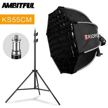 TRIOPO 55cm Foldable Octagon Softbox Bracket Mount Softbox Handle + Honeycomb Grid + 2m Light Stand for Godox Flash Speedlite
TRIOPO 55cm Foldable Octagon Softbox Bracket Mount Softbox Handle + Honeycomb Grid + 2m Light Stand for Godox Flash Speedlite