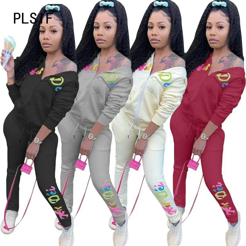 Simple Pure Color V Neck Long Sleeve Crop Top And Pants 2 Pieces Set High Street Chic Lady Fashion Outfits |
