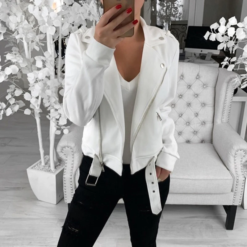 Women's cool crop jacket Fashion Solid Color Zipper slim sexy Short Coat Lapel Long Sleeve Slim Casual autumn club biker jacket
Women's cool crop jacket Fashion Solid Color Zipper slim sexy Short Coat Lapel Long Sleeve Slim Casual autumn club biker jacket