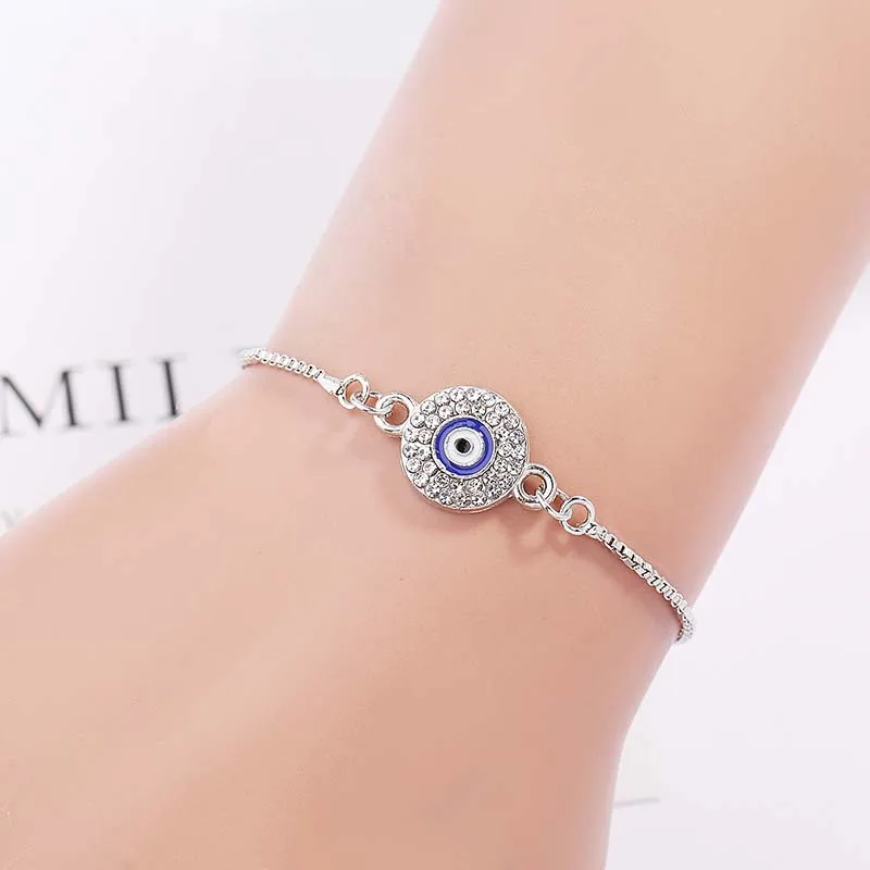 Simple Design Evil Eye Bracelet For Women Gold Silver Color Charm Link Chain Adjustable Bracelets Female Crystal Jewelry Gift
Simple Design Evil Eye Bracelet For Women Gold Silver Color Charm Link Chain Adjustable Bracelets Female Crystal Jewelry Gift