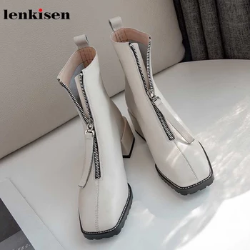 Lenkisen chic design genuine leather non-slip high heels square toe zipper fashion winter keep warm gentlewomen ankle boots L23
Lenkisen chic design genuine leather non-slip high heels square toe zipper fashion winter keep warm gentlewomen ankle boots L23