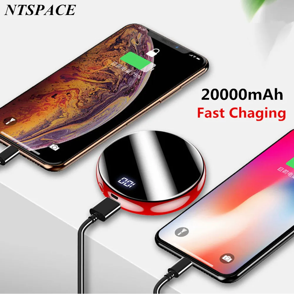 High capacity Mini Power Bank Mirror Screen 20000mAh 2.1A Fast Charging Portable Power bank Charger External Battery Charger
High capacity Mini Power Bank Mirror Screen 20000mAh 2.1A Fast Charging Portable Power bank Charger External Battery Charger