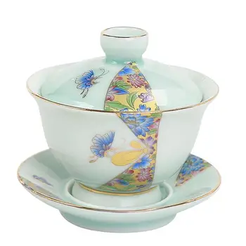 

Hand Painted Gaiwan Tea Set Ceramics Kung Fu Teacup Tea Bowl Porcelain Teapot Tureen for Travel Teaware Drinkware Accessories