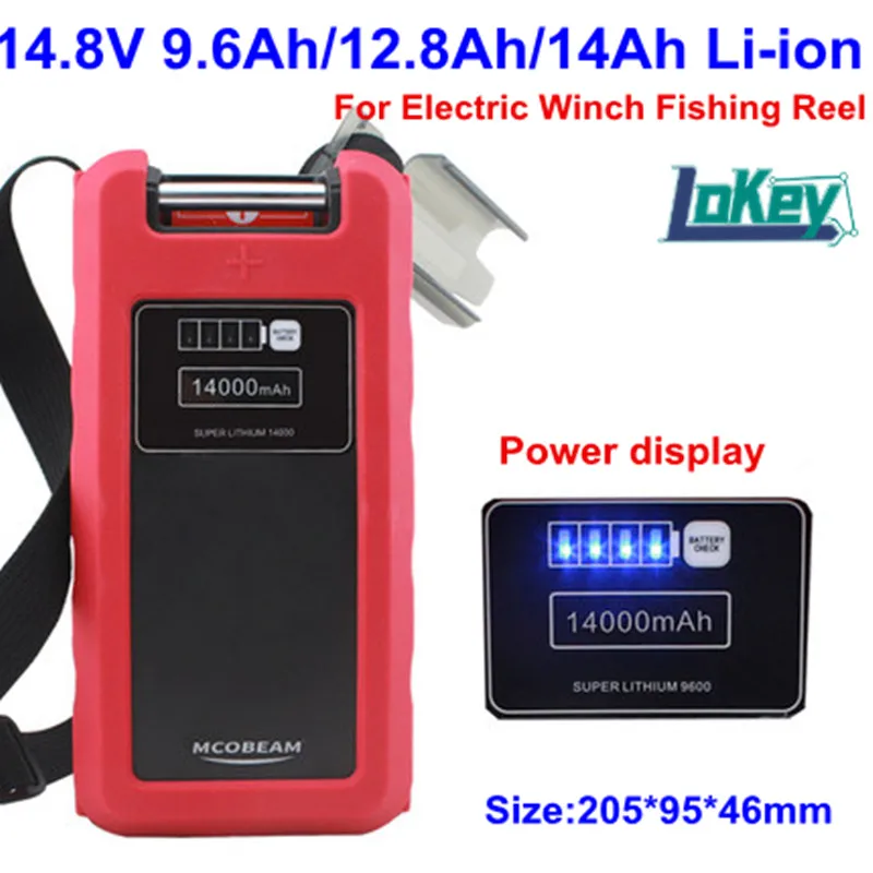 lokey 14.8v 9600mAh 12800mAh 14000mAh Lithium ion battery with BMS for electric winch fishing reel battery+3A Charger
lokey 14.8v 9600mAh 12800mAh 14000mAh Lithium ion battery with BMS for electric winch fishing reel battery+3A Charger