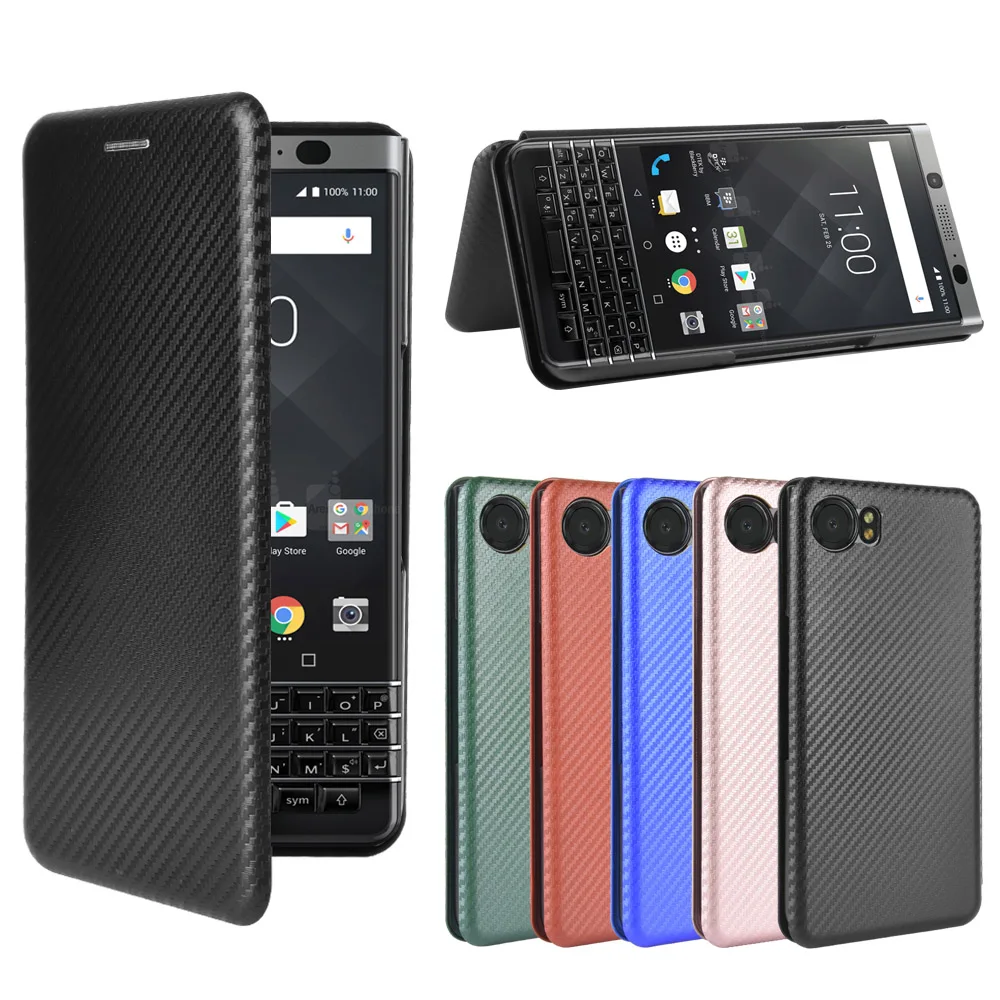 Фото For Blackberry KEYone Case 4.5 inch Carbon Fiber Flip Leather KEYONE Back Cover | Мобильные телефоны и аксессуары