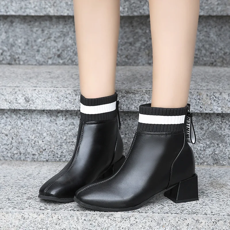 Online Celebrity Square Head Thin Boots WOMEN'S Shoes 2019 Winter New Style England plus Velvet Martin Boots Versatile Chunky-He 
Online Celebrity Square Head Thin Boots WOMEN'S Shoes 2019 Winter New Style England plus Velvet Martin Boots Versatile Chunky-He