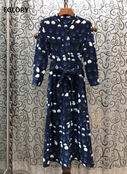 Latest Designer Fashion Dress 2020 Spring Style Women Stand Neck Polka Dot Print Long Sleeve Mid-Calf Dark Blue Dress Female
Latest Designer Fashion Dress 2020 Spring Style Women Stand Neck Polka Dot Print Long Sleeve Mid-Calf Dark Blue Dress Female
