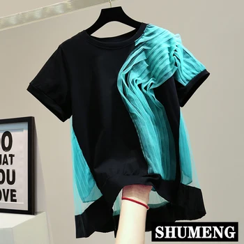 2020 Summer Loose T-shirt for Women Pleated Mesh Ruffles Stitching Streetwear Short Sleeved T-shirt Female Tops T Shirt Tees
2020 Summer Loose T-shirt for Women Pleated Mesh Ruffles Stitching Streetwear Short Sleeved T-shirt Female Tops T Shirt Tees