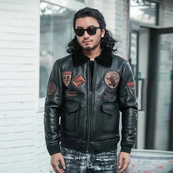 Mens Leather Jacket Sheepskin Shearling Jacket Winter Genuine Leather Coat Men Fur One Bomber Jacket
Mens Leather Jacket Sheepskin Shearling Jacket Winter Genuine Leather Coat Men Fur One Bomber Jacket