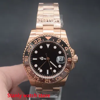 Solid Bliger 40mm black sterile dial luminous marks sapphire rose gold plated case GMT function automatic movement men's watch
Solid Bliger 40mm black sterile dial luminous marks sapphire rose gold plated case GMT function automatic movement men's watch