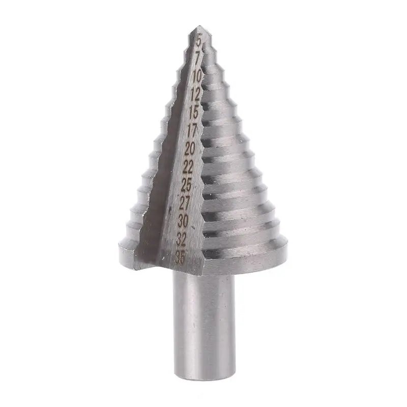13 Step HSS Spiral Grooved Conical Cone Drill Bit Hole Cutter Tool Triangle Round Shank 5-35mm
13 Step HSS Spiral Grooved Conical Cone Drill Bit Hole Cutter Tool Triangle Round Shank 5-35mm