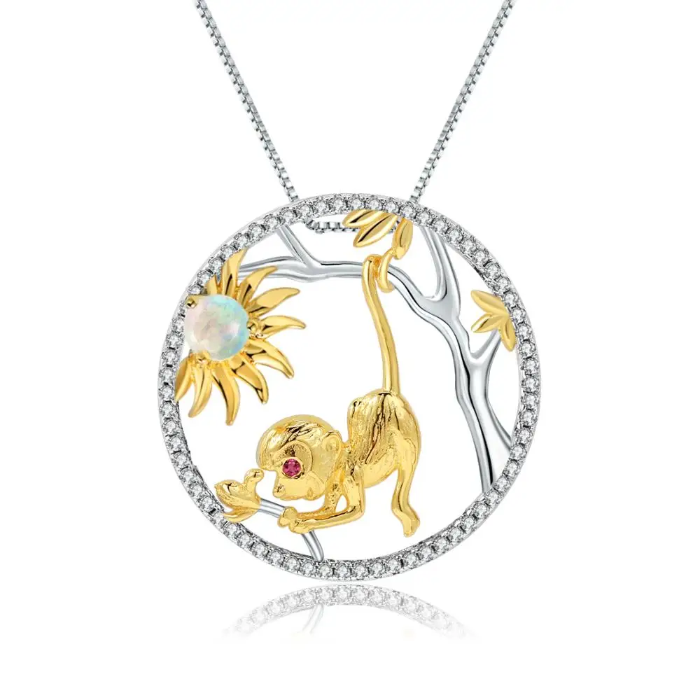 GEM'S BALLET 925 Sterling Silver Golden Monkey Pendant Necklace For Women Chinese Zodiac Jewelry Natural African Opal Gemstone
GEM'S BALLET 925 Sterling Silver Golden Monkey Pendant Necklace For Women Chinese Zodiac Jewelry Natural African Opal Gemstone