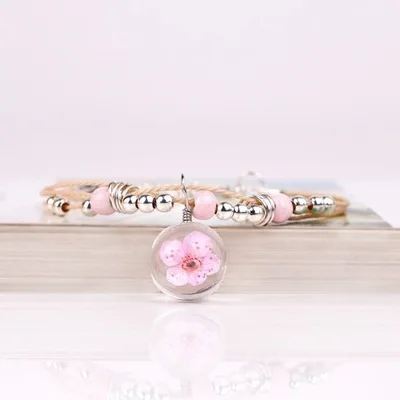 S129 MORI Series Ten Peach Blossom Dried Flower Glass Ball Flower Preserved Fresh Flower Time Stone Bracelets
S129 MORI Series Ten Peach Blossom Dried Flower Glass Ball Flower Preserved Fresh Flower Time Stone Bracelets