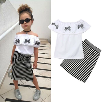 2019 Summer Fashion Toddler Kids Baby Girls Outfits Clothes Bow T-shirt Tops+Striped Skirts Set
2019 Summer Fashion Toddler Kids Baby Girls Outfits Clothes Bow T-shirt Tops+Striped Skirts Set
