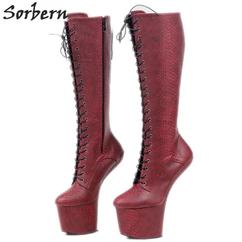 Sorben Burgundy Snake Knee High Boots For Women Heelless Light Hoof No Heel Drag Queen Heel Boots Crossdresser Boot Custom Legs 
Sorben Burgundy Snake Knee High Boots For Women Heelless Light Hoof No Heel Drag Queen Heel Boots Crossdresser Boot Custom Legs