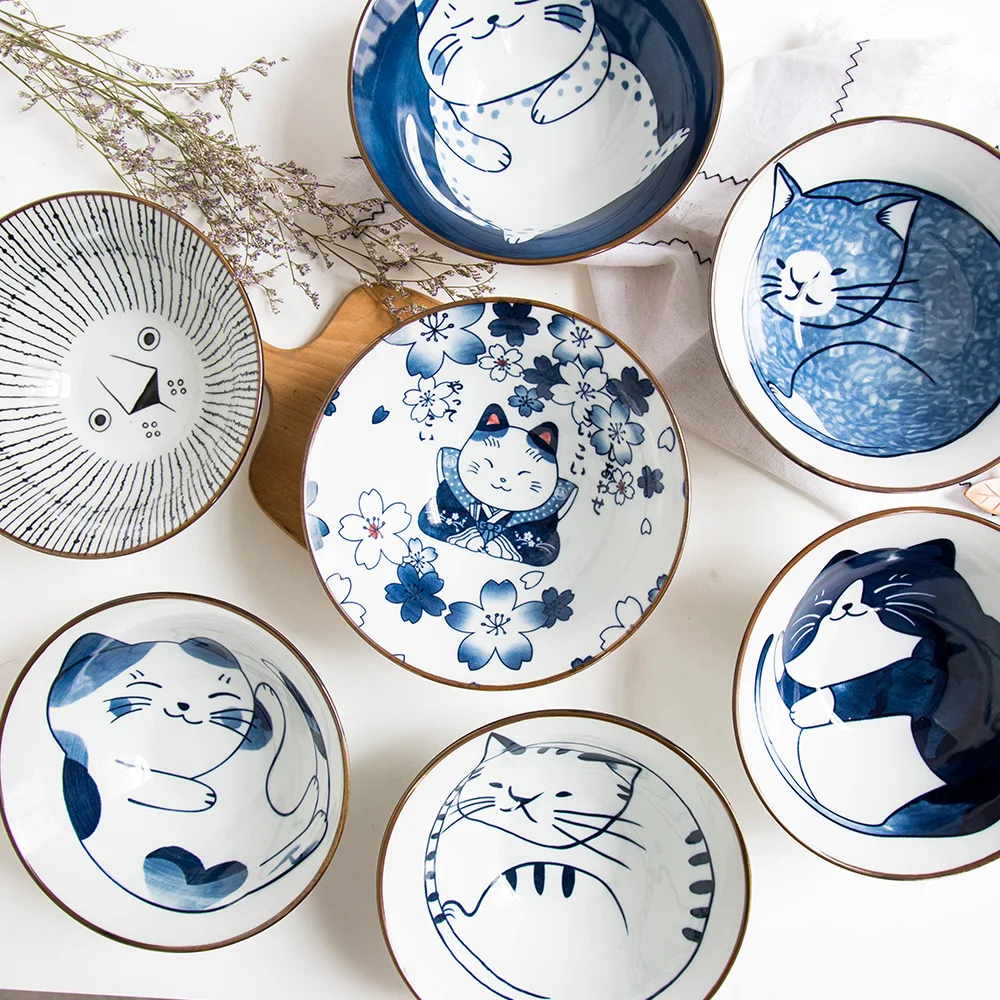 Creative ceramic Japanese style and wind underglaze hand-painted Japanese tableware cat rice bowl ramen bowl dish
Creative ceramic Japanese style and wind underglaze hand-painted Japanese tableware cat rice bowl ramen bowl dish