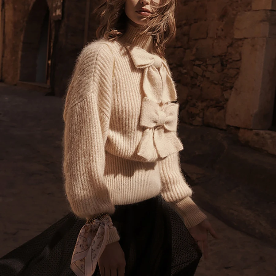 New Arrivie 2019 Autumn Solid Bow Design Elegant Women Sweater Turtleneck Full Lantern Sleeve Slim Pullover Knitting Top
New Arrivie 2019 Autumn Solid Bow Design Elegant Women Sweater Turtleneck Full Lantern Sleeve Slim Pullover Knitting Top