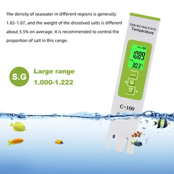 5 in 1 TDS/EC/Salinity/S.G./Temperature Meter Digital Water Quality Tester for household, Pools, Drinking Water, Aquarium
5 in 1 TDS/EC/Salinity/S.G./Temperature Meter Digital Water Quality Tester for household, Pools, Drinking Water, Aquarium