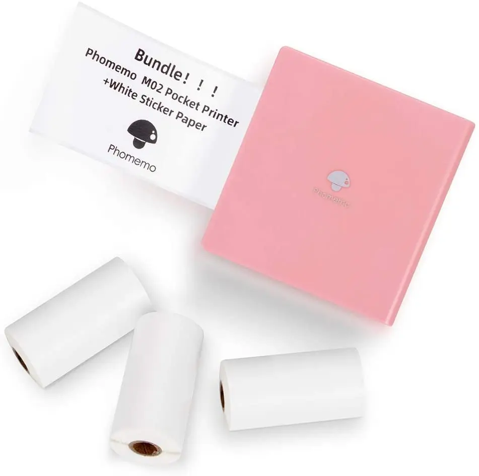 Phomemo M02 Pocket Printer Bluetooth Thermal Printer with 3 Rolls White Sticker Paper Compatible with iOS + Android Phomemo M02
Phomemo M02 Pocket Printer Bluetooth Thermal Printer with 3 Rolls White Sticker Paper Compatible with iOS + Android Phomemo M02
