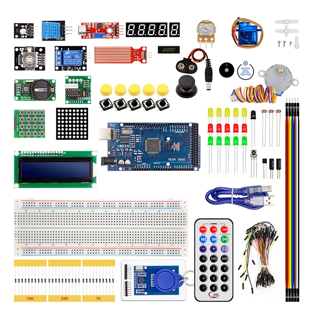 A2-Mega 2560 r3 starter kit motor servo RFID Ultrasonic Ranging relay LCD FOR ARDUINO UNO 
A2-Mega 2560 r3 starter kit motor servo RFID Ultrasonic Ranging relay LCD FOR ARDUINO UNO