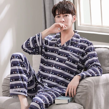 XIZOU Men Pajama Sets Cotton Satin Pijama Turn-down Sleepwear Long Sleeve Autumn Winter Nightwear Male 2 Pieces Sets Homewear
XIZOU Men Pajama Sets Cotton Satin Pijama Turn-down Sleepwear Long Sleeve Autumn Winter Nightwear Male 2 Pieces Sets Homewear