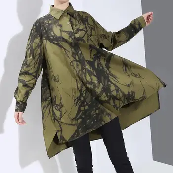 2020 Women's Large Size Retro Print irregular Shirt Female Spring Summer Autumn Long Sleeve Lapel Loose Single Row Button Shirt 
2020 Women's Large Size Retro Print irregular Shirt Female Spring Summer Autumn Long Sleeve Lapel Loose Single Row Button Shirt