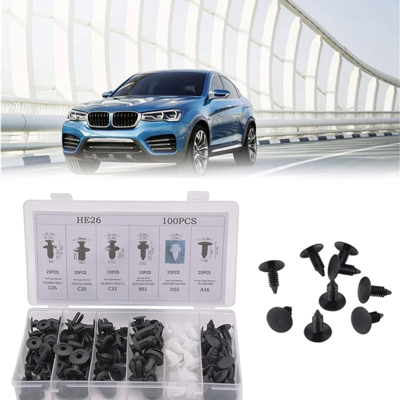 100PCS 6 Size Auto Vehicle Door Trim Panel Retainer Hole Plastic Rivets Fastener Push Clip Fastener Clips for Toyota Car Parts
100PCS 6 Size Auto Vehicle Door Trim Panel Retainer Hole Plastic Rivets Fastener Push Clip Fastener Clips for Toyota Car Parts