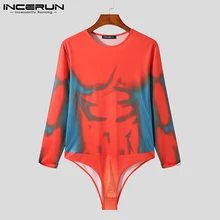 

INCERUN Men's Hot Sale Casual All-match Loungewear Onesies Long Sleeve Comeforable Rompers Breathable Mesh Bodysuits S-5XL 2021