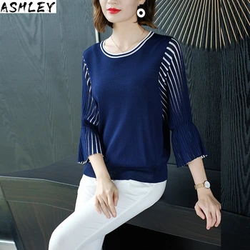 Knit Top Spring Women 2020 New Loose Casual Korean Pullover Thin Sweater Black Stripes Summer Fashion Knit Thin Sweater Women
Knit Top Spring Women 2020 New Loose Casual Korean Pullover Thin Sweater Black Stripes Summer Fashion Knit Thin Sweater Women