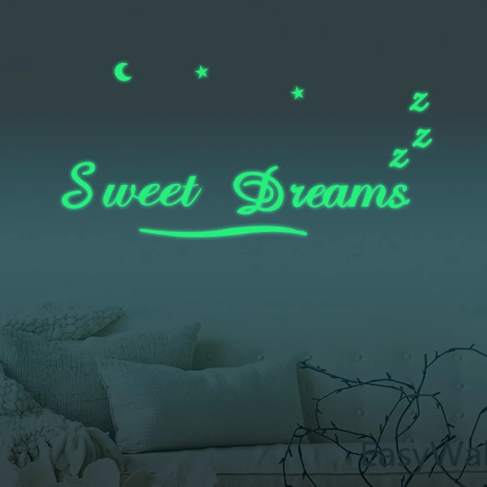 durable sweet dreams luminous wall stickers glow in the dark
