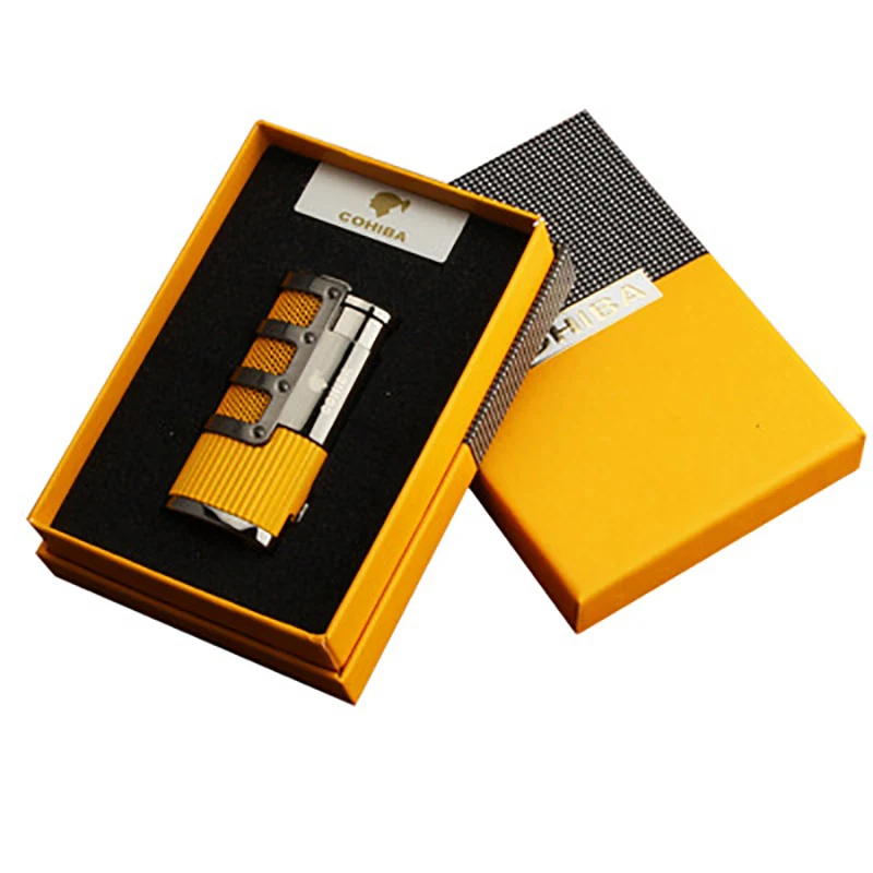 COHIBA Cigar Lighter Butane 3 Torch Jet Flame Lighter With Cigars Cutter Punch Accessories Windproof Cigarette Lighter Gift Box
COHIBA Cigar Lighter Butane 3 Torch Jet Flame Lighter With Cigars Cutter Punch Accessories Windproof Cigarette Lighter Gift Box
