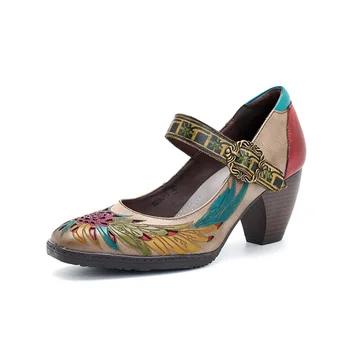 Retro Bohemian Pumps Women Floral Genuine Leather Splicing Mary Janes Shoes Handmade Hook Loop Pumps 2019 New Platform Heels
Retro Bohemian Pumps Women Floral Genuine Leather Splicing Mary Janes Shoes Handmade Hook Loop Pumps 2019 New Platform Heels