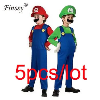 5pcs/lot Super Mario Luigi Brother Costume Halloween Costumes for Kids Girls Fantasia Cosplay Jumpsuit Carnival Hat Moustache
5pcs/lot Super Mario Luigi Brother Costume Halloween Costumes for Kids Girls Fantasia Cosplay Jumpsuit Carnival Hat Moustache