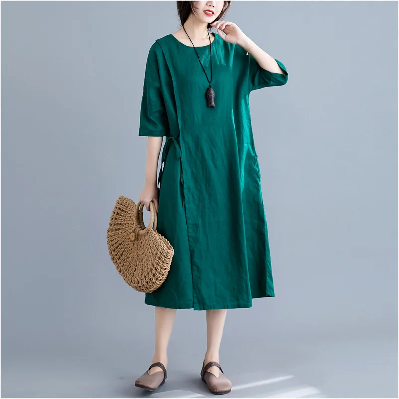 2019 Summer New Style Ethnic-Style Retro Cotton Linen Loose Waist Large Size Dress Half-sleeve Shirt Dress Women's
2019 Summer New Style Ethnic-Style Retro Cotton Linen Loose Waist Large Size Dress Half-sleeve Shirt Dress Women's