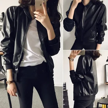 Korean-style chao yang Gas Leather Coat Coat Female 2020 Spring and Autumn New Style Short Vintage Stand Collar Zipper Black Bik 
Korean-style chao yang Gas Leather Coat Coat Female 2020 Spring and Autumn New Style Short Vintage Stand Collar Zipper Black Bik