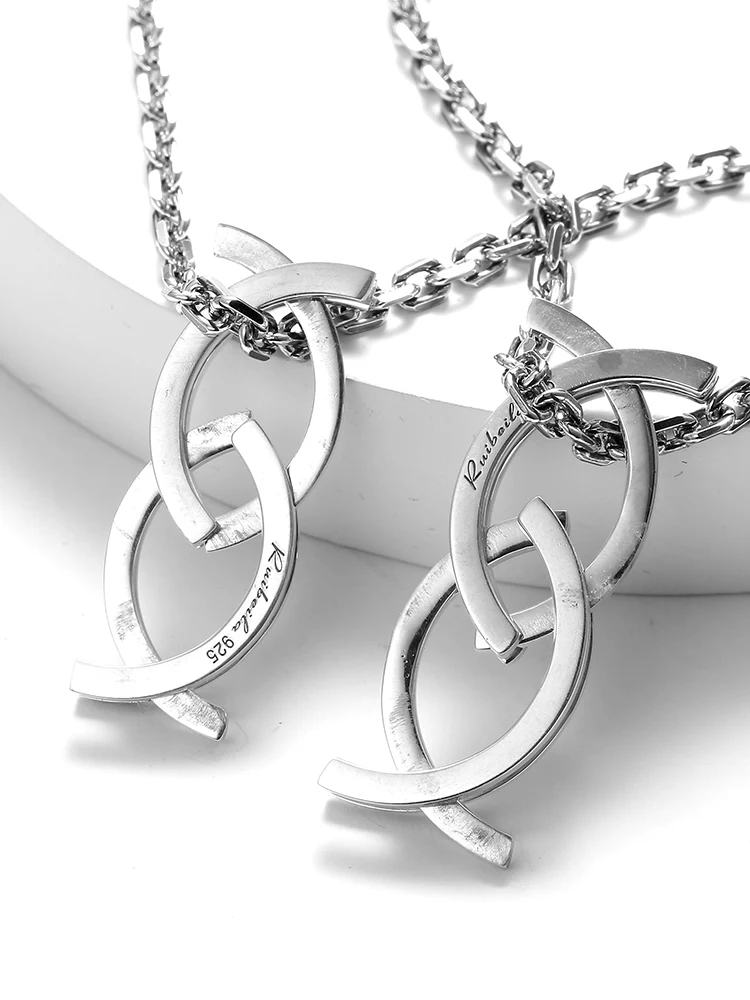 

ruibeila couple pendentif collier niche design 925 en argent sterling hommes et femmes personnalité baiser poisson pendentif