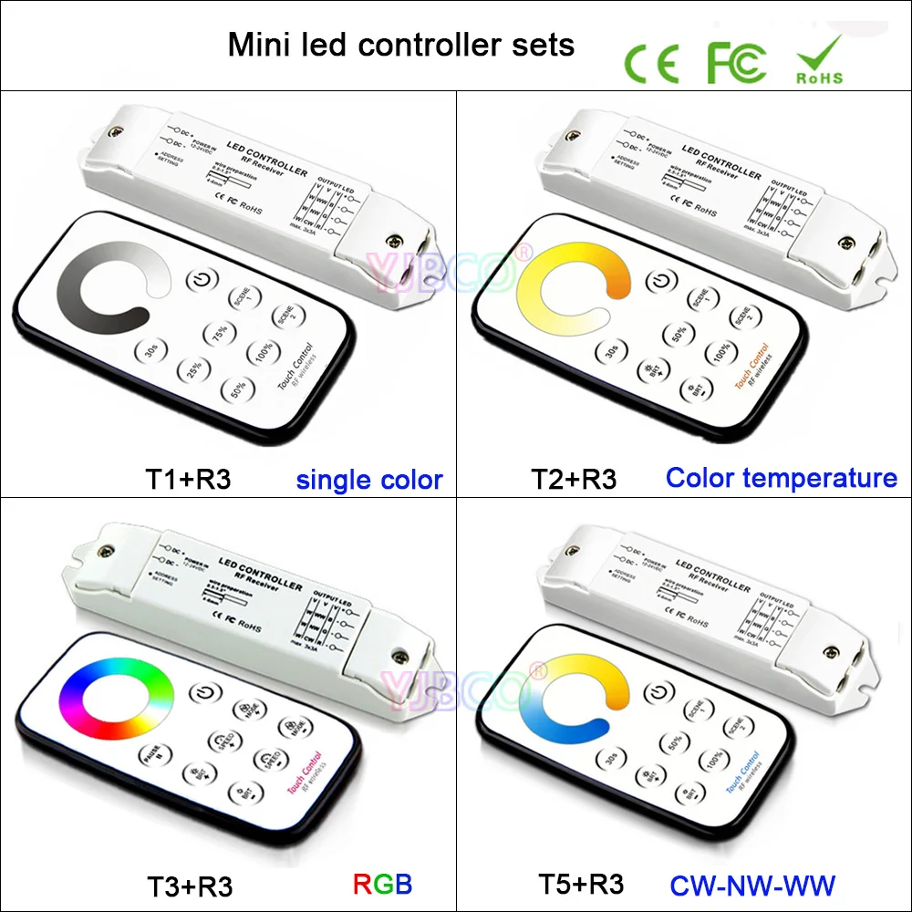 Bincolor mini RF wireless remote led dimming/CCT/RGB/CW NW WW led dimmer Receiver controller for LED Strip Light,DC12V-24V
Bincolor mini RF wireless remote led dimming/CCT/RGB/CW NW WW led dimmer Receiver controller for LED Strip Light,DC12V-24V