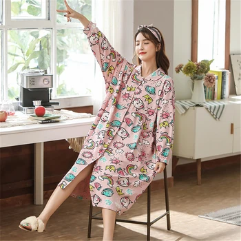 Oversize nightdress Korean buttoned nightgown long-sleeve cotton fat MM pregnant woman pijamas home printing loose home service
Oversize nightdress Korean buttoned nightgown long-sleeve cotton fat MM pregnant woman pijamas home printing loose home service