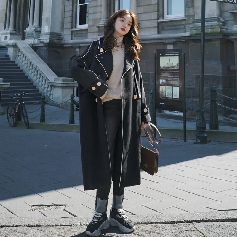 Photo Shoot Main Push CHIC Hepburn Wind Contrast Color Binding White Suit Collar Double Breasted Wool Woolen Cloth Coat Women's
Photo Shoot Main Push CHIC Hepburn Wind Contrast Color Binding White Suit Collar Double Breasted Wool Woolen Cloth Coat Women's
